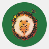 Sticker Rond Hérisson mignon dans les feuilles d'automne (Devant)