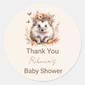 Sticker Rond Hérisson Mignon Forêt d'Automne Merci (Devant)