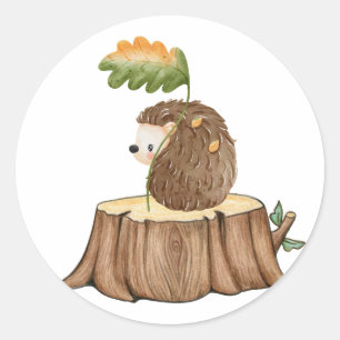 Sticker Rond Hérisson sur l'autocollant de souche