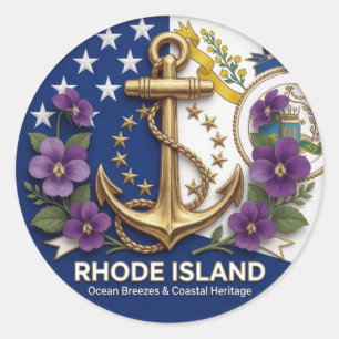 Sticker Rond Héritage de l'Ocean State de Rhode Island ⚓