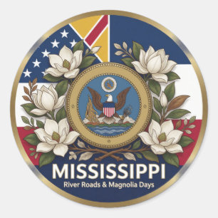 Sticker Rond Héritage du Magnolia du Mississippi 🌸