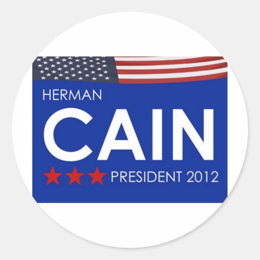 Sticker Rond Herman Cain 2012 (Devant)
