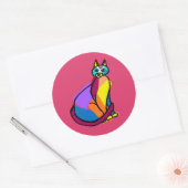 Sticker Rond Héros de chat coloré (Enveloppe)