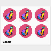 Sticker Rond Héros de chat coloré (Feuille)