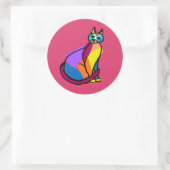 Sticker Rond Héros de chat coloré (Sac)
