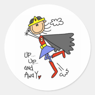 Sticker Rond Héros de filles vers le haut et loin