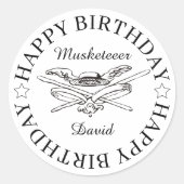 Sticker Rond Héros de mousquetaire joyeuse fête d'anniversaire  (Devant)