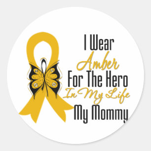 Sticker Rond Héros de ruban de Cancer d'annexe ma maman