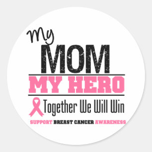 Sticker Rond Héros du cancer du sein (Maman)