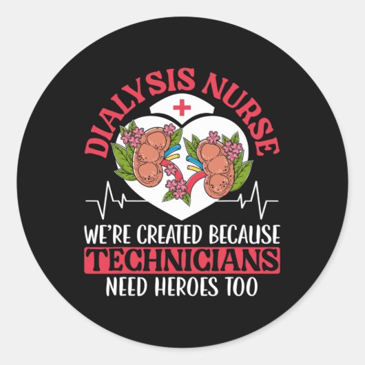 Sticker Rond Héros du technicien en dialyse (Devant)
