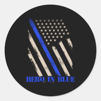 Sticker Rond Héros En Bleu Police Officier Badge Back Up Mère F