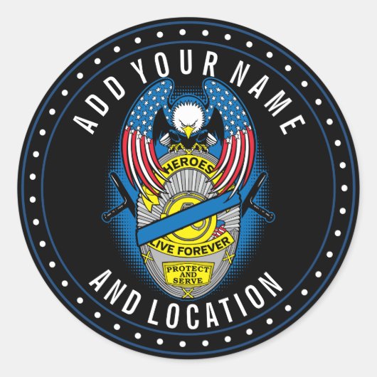 Sticker Rond Héros Live Forever Police Memorial Badge (Devant)