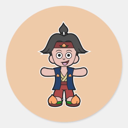 Sticker Rond Héros Momotaro, le Garçon de Pêche (Devant)