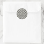 Sticker Rond Herringbone Tweed Rustic Black & White Knit Print (Sac)