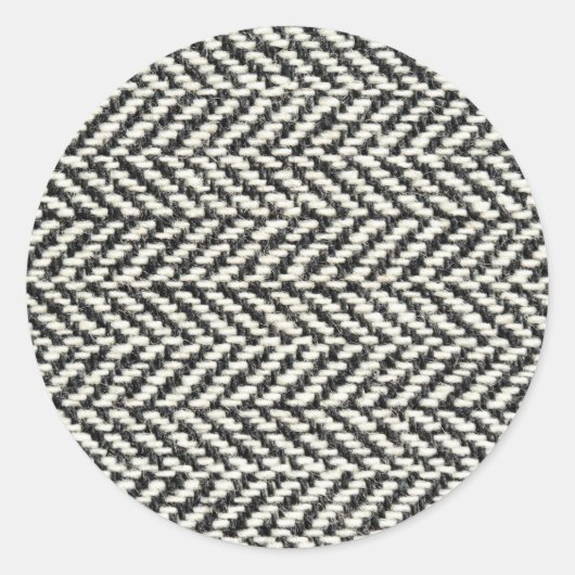 Sticker Rond Herringbone Tweed Rustic Black & White Knit Print (Devant)