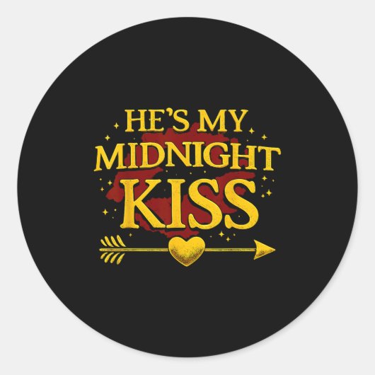 Sticker Rond He's My Midnight Kiss Matching Couples Valentine’s (Devant)