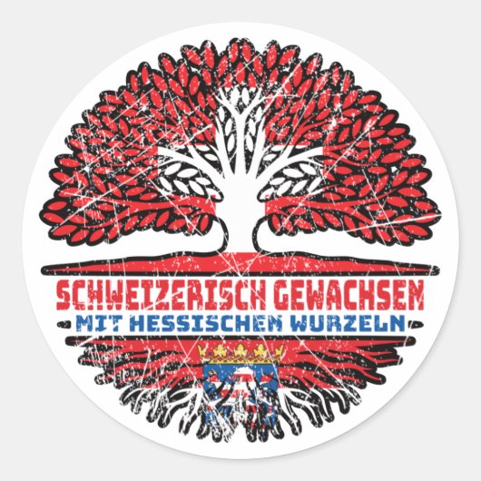 Sticker Rond Hessen Hessisch Schweizer Schweiz Baum Wurzel (Devant)