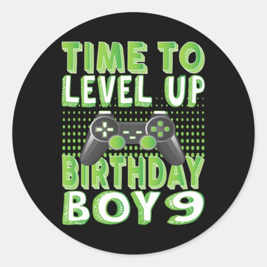 Sticker Rond Heure D'Augmenter L'Anniversaire Garçon 9 Ans Vidé (Devant)