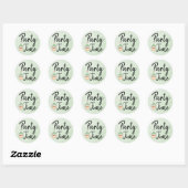 Sticker Rond Heure de la fête Vert aquarelle Cupcake Anniversai (Feuille)
