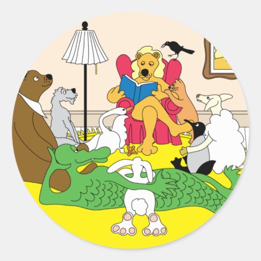 Sticker Rond Heure de l'histoire de l'animal (Devant)