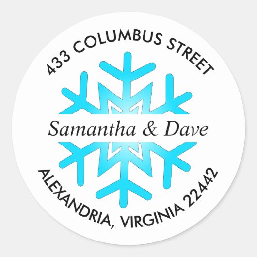 Sticker Rond Heure de retour personnalisée du flocon de neige d (Devant)