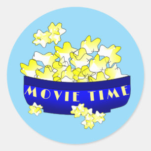 Sticker Rond Heure du film Popcorn