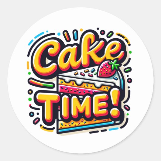 Sticker Rond Heure du gâteau d'anniversaire (Devant)