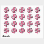 Sticker Rond Heure du printemps en rose (Feuille)