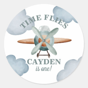 Sticker Rond Heure Vol avion Anniversaire