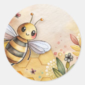 Sticker Rond Heureuse abeille (Devant)
