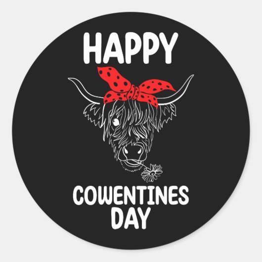 Sticker Rond Heureuse Cowentines Vache Funny Valentine's Day Fa (Devant)
