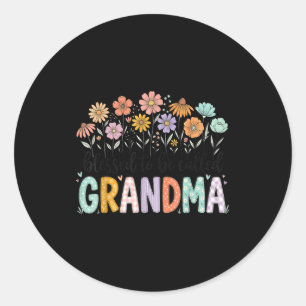 Sticker Rond Heureuse d'être appelée grand-mère fleurs fête des