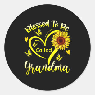 Sticker Rond Heureuse d'être appelée grand-mère tournesol flora