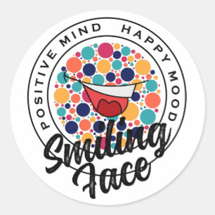 STICKER ROND HEUREUSE HUMEUR SOURIANTE.