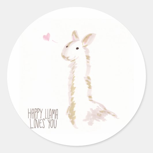 Sticker Rond Heureuse Llama t'aime (Devant)