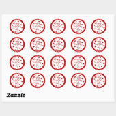 Sticker Rond Heureuse Sainte-Valentin aux coeurs rouges (Feuille)