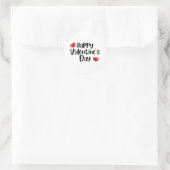 Sticker Rond Heureuse Sainte-Valentin avec amour coeur rouge (Sac)