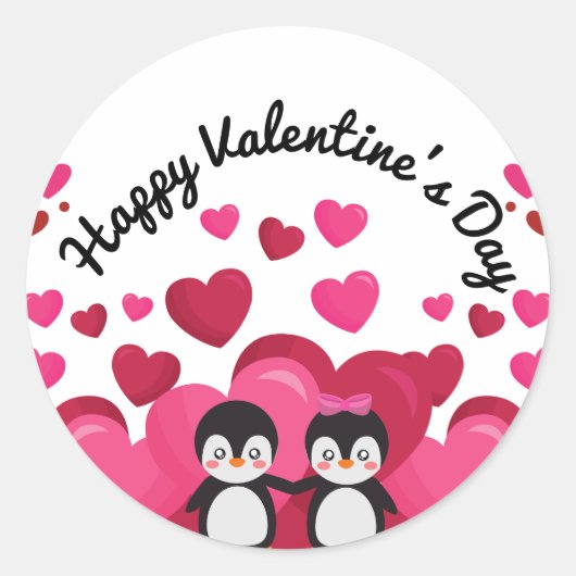 Sticker Rond Heureuse Sainte-Valentin avec coeur (Devant)