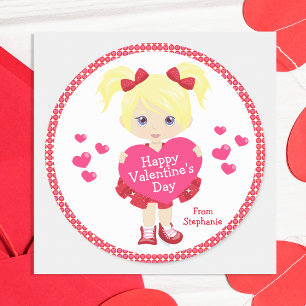Sticker Rond Heureuse Sainte-Valentin blond