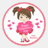 Sticker Rond Heureuse Sainte-Valentin Brunette (Devant)