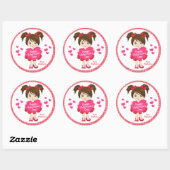 Sticker Rond Heureuse Sainte-Valentin Brunette (Feuille)