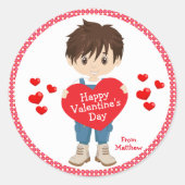 Sticker Rond Heureuse Sainte-Valentin Brunette Boy (Devant)