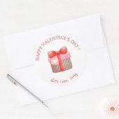 Sticker Rond Heureuse Sainte-Valentin cadeau rose mignon (Enveloppe)