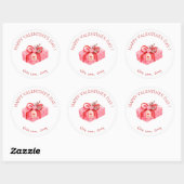 Sticker Rond Heureuse Sainte-Valentin cadeau rose mignon (Feuille)