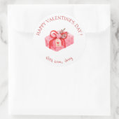 Sticker Rond Heureuse Sainte-Valentin cadeau rose mignon (Sac)
