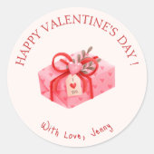 Sticker Rond Heureuse Sainte-Valentin cadeau rose mignon (Devant)