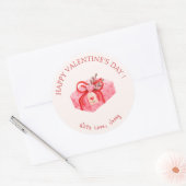 Sticker Rond Heureuse Sainte-Valentin cadeau rose mignon (Enveloppe)