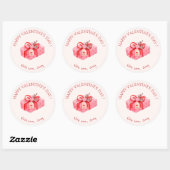 Sticker Rond Heureuse Sainte-Valentin cadeau rose mignon (Feuille)
