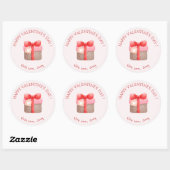 Sticker Rond Heureuse Sainte-Valentin cadeau rose mignon (Feuille)