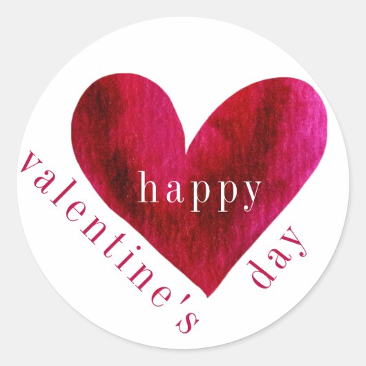 Sticker Rond Heureuse Sainte-Valentin | Coeur aquarelle (Devant)